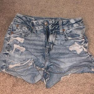 American Eagle Outfitters Distressed Blue Denim Shorts